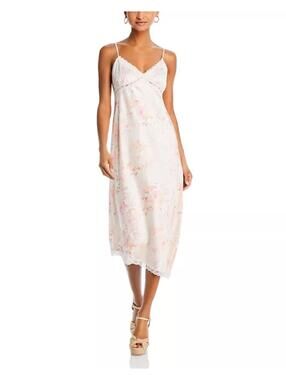 NWT WAYF Mary Lace Trim Slip Dress Satin Midi Women's Size Medium